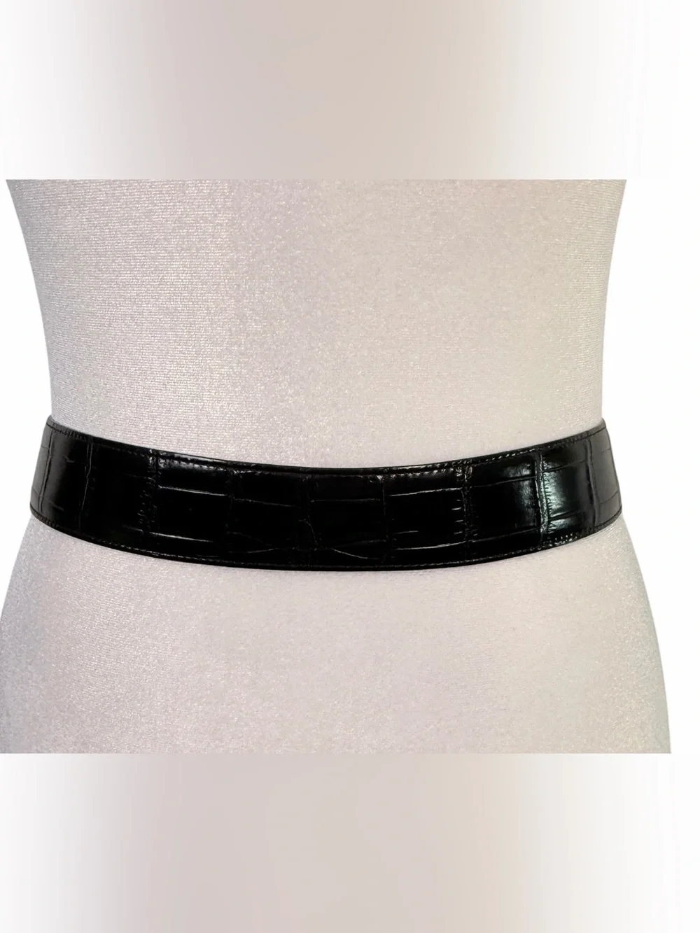 Brighton Black Croc Embossed Leather Belt Silver Heart Charm Buckle Size 30